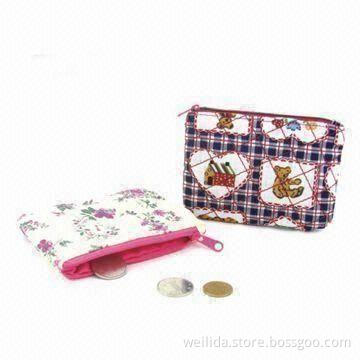 Coin Purse, Made of T/C Cloth, Sized 12.5 x 9cm and Customized Designs Welcomed